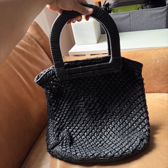 Genuine soft Leather woven black bohemian bag designer handmade vintage vibes - Picture 4 of 17